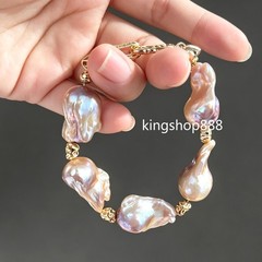 7″ Natural Vintage Multi-color Freshwater Baroque Pearl Beaded Bracelet Women