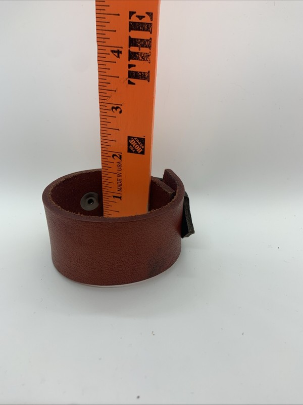 Beautiful Leather Wrap Bracelet Thick Brown-red & Black Single Snap 1 1/2” X 9” gallery