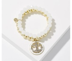 HEIDI DAUS “Anchors Away” Crystal/Enamel Bead Stretch Bracelet Set White/Sm-NWT