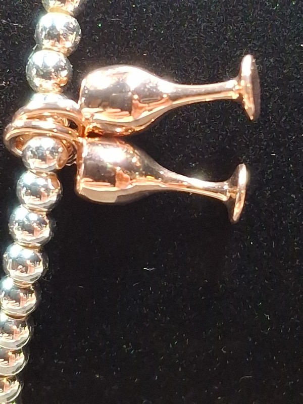 Yes Way Rose' Katie Loxton Silver Tone Beaded Stretch Bracelet Rose Gold Charms gallery