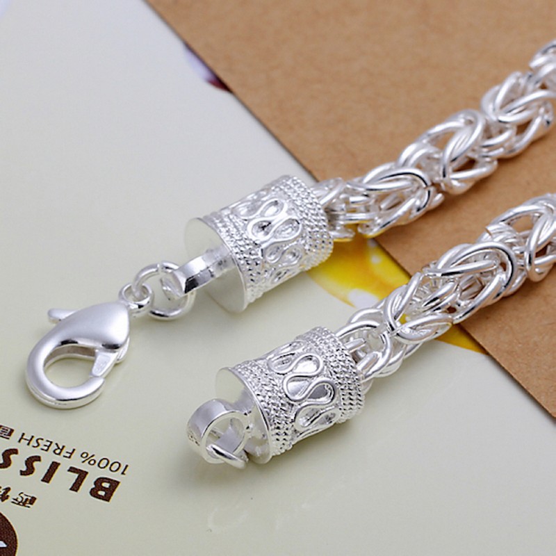 Women's Unisex Sterling Silver Link Chain 8 Inches Lobster Bracelet L59 gallery