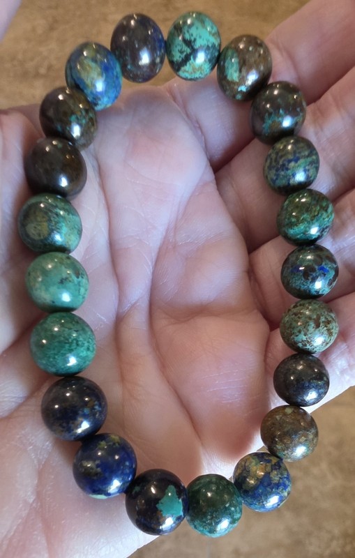 ShopLC AAA Chrysocolla Stretch Bead Bracelet (Sz 7) gallery
