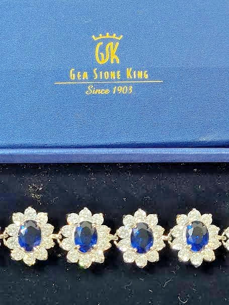 Gem Stone King Sapphire Diamond Rhinestone Bracelet Costume Jewelry New gallery
