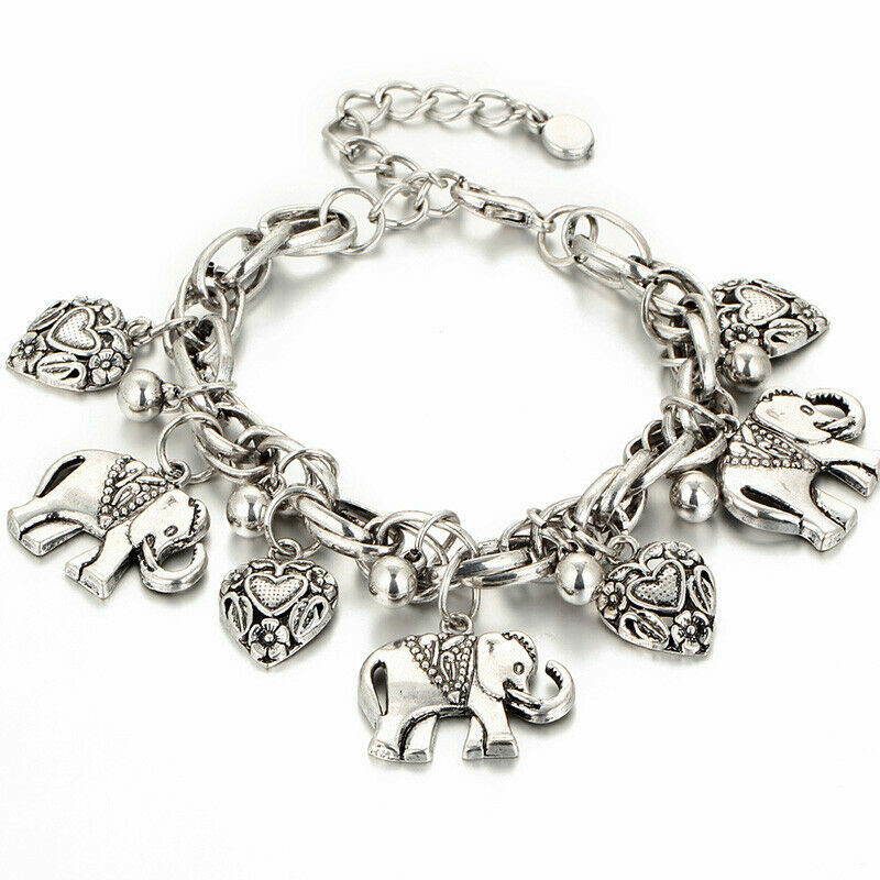 2PC Elegant Alloy Silver Unique Women Fashion Charms Elephant 9" Bracelet gallery