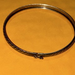Silver 925 Hinged Bangle Bracelet Hook Closure Round Metal No Stone