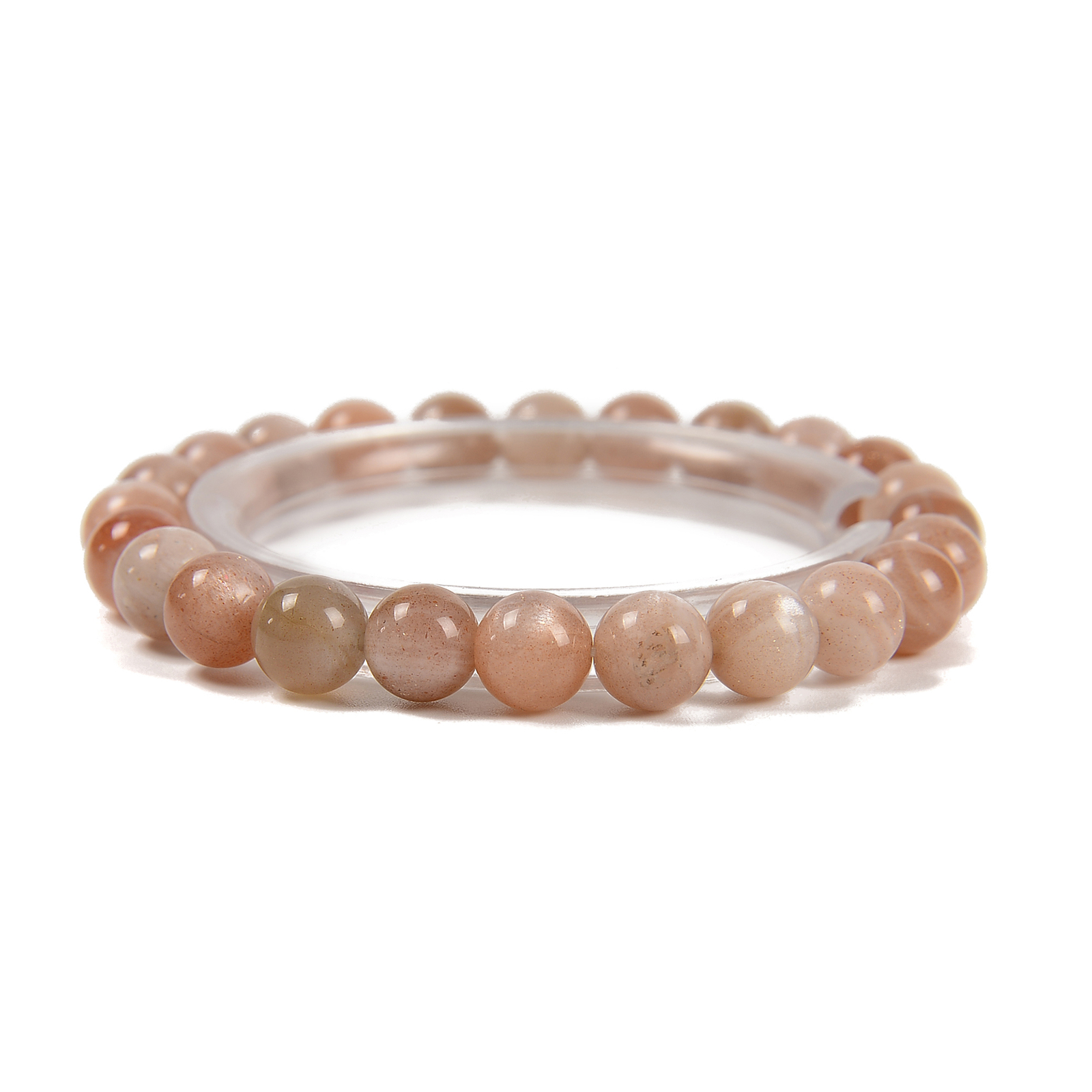Peach Moonstone Smooth Round Beaded Bracelet Size 6mm 8mm 10mm 7.5'' Length gallery