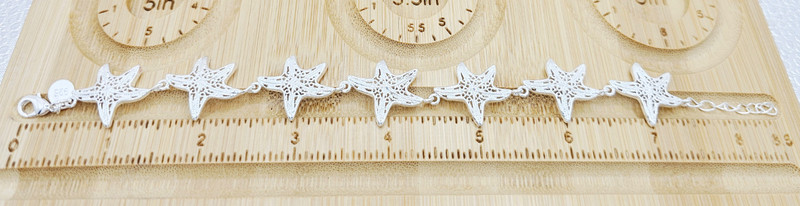 925 Sterling Silver Starfish Bracelet 7.5 inches Link Lobster Clasp Closure gallery