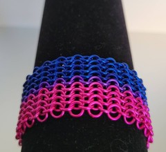 Bisexual Pride Bracelet LGBTQ+ Rights Chainmail Chainmaille Statement Cuff 7.5″