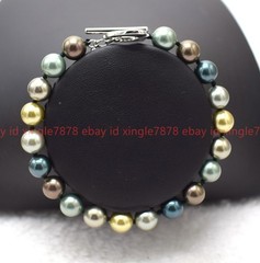 8/10/12mm Multicolor Shell Pearl (Not Pearl)Gemstone Round Beads Bracelet 7-9in