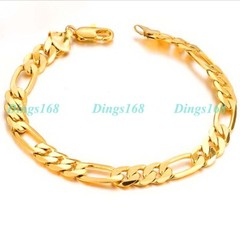 Designer Inspired 18K Yellow Gold Filled 8mm Wide 8″ Figaro Chain Bracelet H139B