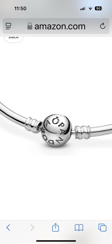 PANDORA Sterling Silver Snake Chain Charm Bangle Bracelet Ball Logo Clasp Signed gallery