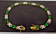 BRACELET – GOLD TONE – “HUGS & KISSES” TENNIS BRACELET / SIMULATED STONES