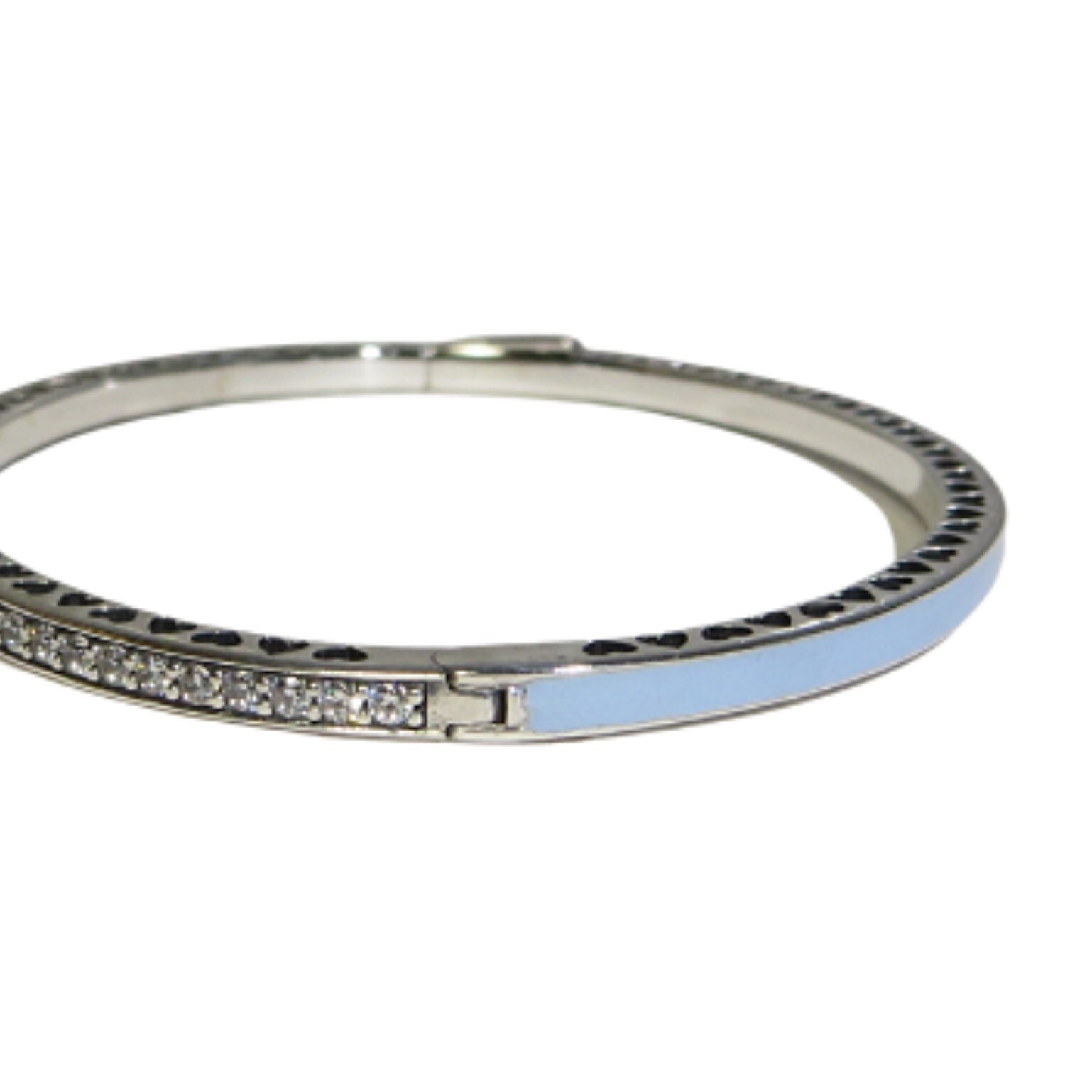 Pandora Radiant Hearts Air Blue Enamel Bangle Bracelet Sm 6.3".925 CZ 590537EN82 gallery