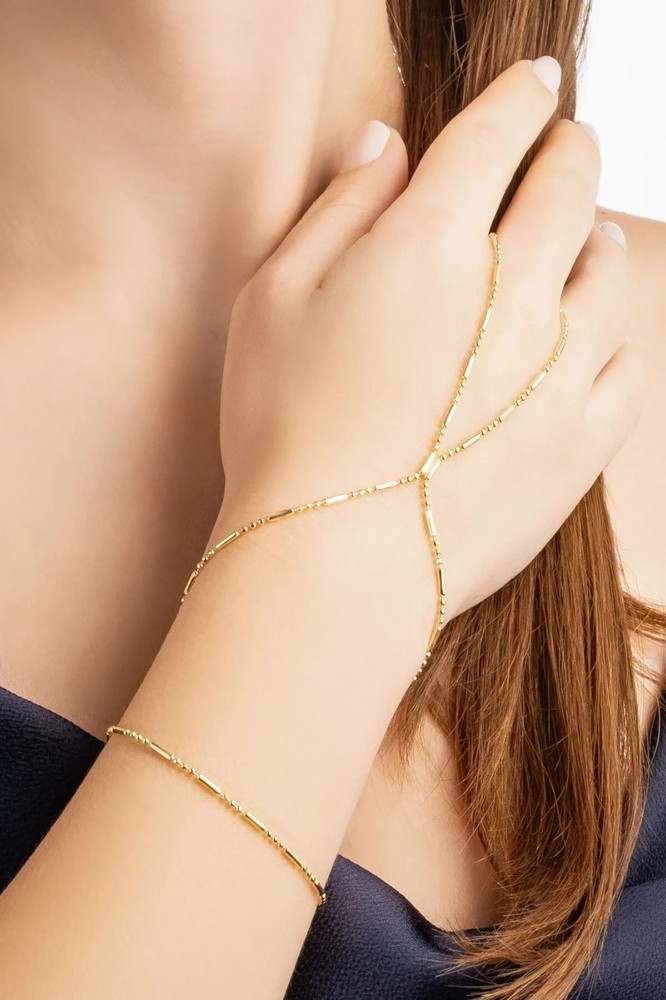 18k Gold Plated 925 Sterling Silver Hand Chain Timeless Şahmeran Bracelet New