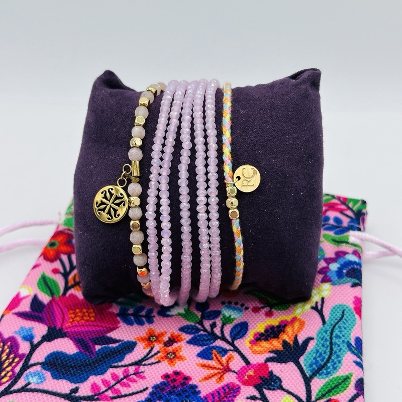 Rustic Cuff Pink Bracelet Stack Set Floral Gift Bag Adjustable gallery