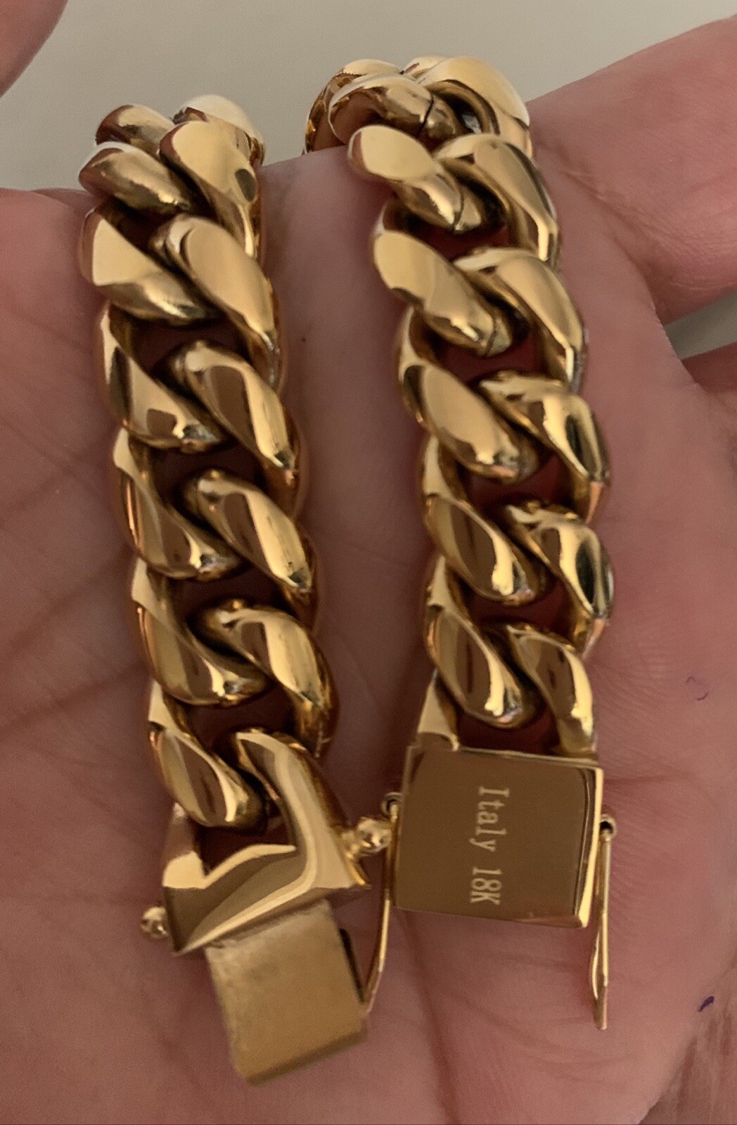 Engraved 18k Gold Plated 5X Miami cuban 16mm Chain Bracelet Men Unisex gallery