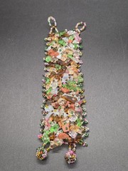 Artisan Multicolor Glass Chip Beaded Bracelet Adjustable Toggle Closure SMALL 6″