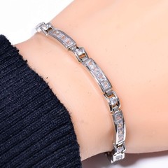 White Topaz & Cubic Zirconia 925 Sterling Silver Tennis Bracelet 7.99″ B97306881