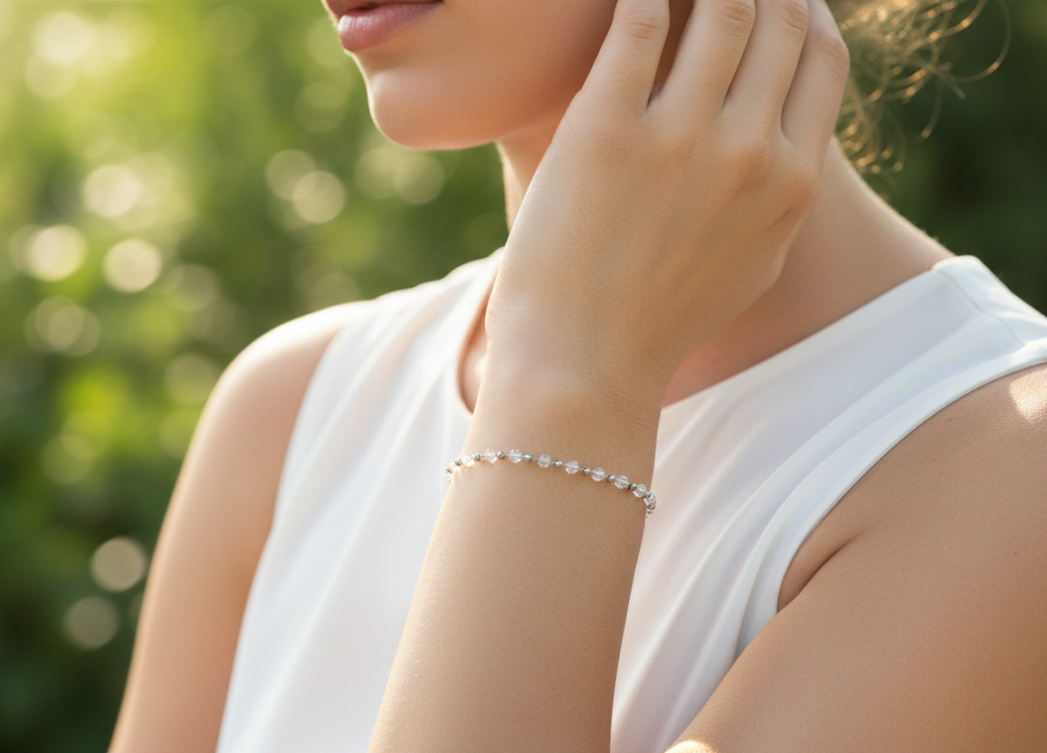Elegant 925 Silver Plated Beaded Bracelet for Women Minimalist CZ Designer gallery