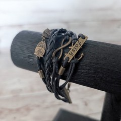 Black & Bronze – Faith, Owl, Infinity, Anchor Charms