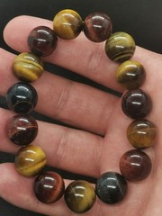 Natural Blue Red Yellow Tiger’s Eye Bracelet Genuine Gemstone