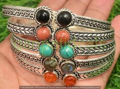 Black & More Gemstone Bangles 100pcs Wholesale Lots 925 Silver Plated Jewelry