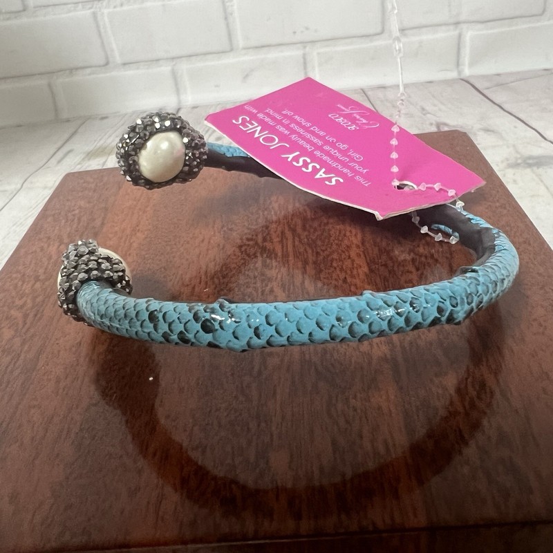 Sassy Jones Upper Arm Cuff Armlet Bracelet Blue Snake Pearl Marcasite New NWT gallery