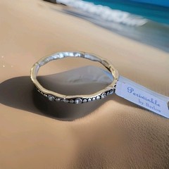 Periwinkle by Barlow Silver-Tone Waved Clear Rhinestone & Bead Bangle Bracelet