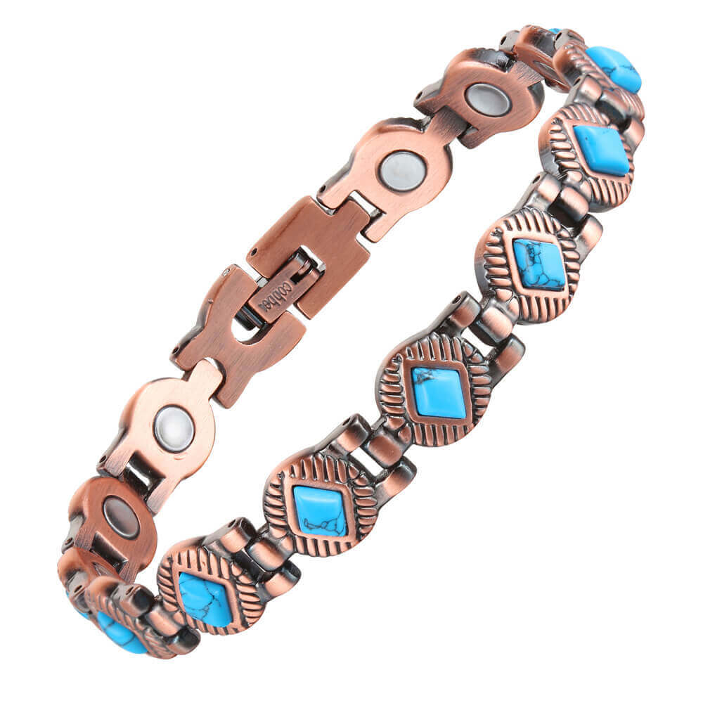 New Turquoise Solid Copper Magnetic Bracelet Men Balance Energy Power Joy Peace gallery