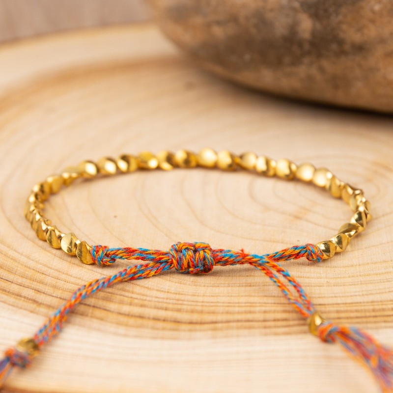 Handmade Tibetan Buddhist Braided Cotton Copper Beads Lucky Rope Bracelet Unisex gallery