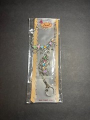 Zeal Silver Tone Colorful Gem Rhinestone Tassel Bracelet + Adjustable Ring