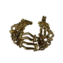 Monet Gold Tone Double Chain Link Bracelet Foldover Clasp Chunky Fashion Jewelry