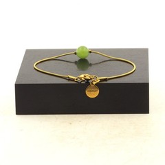 Stones And Minéraux. Bracelet Steel Golden Stainless 1 Pearl Peridot 0 5/16in