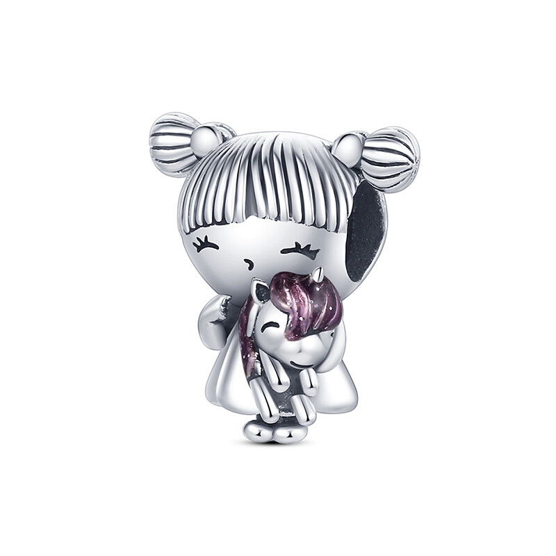 MULA Original Horse Little Girl DIY Charm Fit Lady Bracelet 925 Sterling Silver