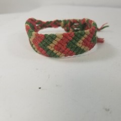 Fabric Braided Red Green Bracelet Bohemian Christmas Native American