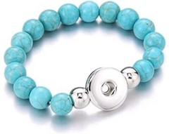 Snap Jewelry Bracelet Turquoise Beaded Stretch fits 18-20mm Ginger Style Charms