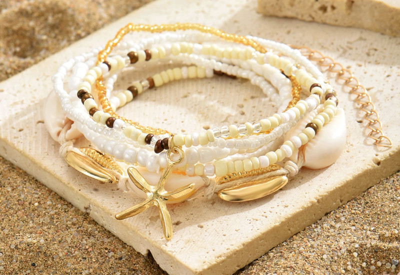 7pcs Beaded Shell Starfish Bracelet Set for Women Beach Jewelry Trendy Boho Gift gallery