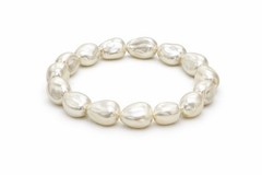 Baroque Pearl Bracelet White Irregular Faux Pearl Stretch Wedding