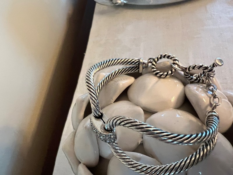 Ladies Silver Tone Crystal Toggle Link Bracelet gallery