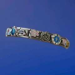 Sea Beach Italian Charm Bracelet Whale Anchor Compass Stainless 9MM 19 Links