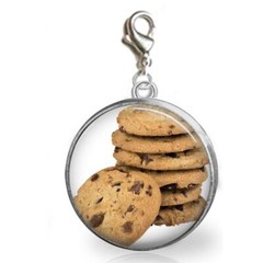Chocolate Chip Cookies Glass Top 20mm Clip On Dangle Charm Handcrafted
