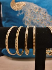 Brass Bracelets with Beaded Design Set of 4