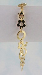 Flower 8mm & Rings 9mm Bracelet with Lobster Claw Clasp 7.5 inches