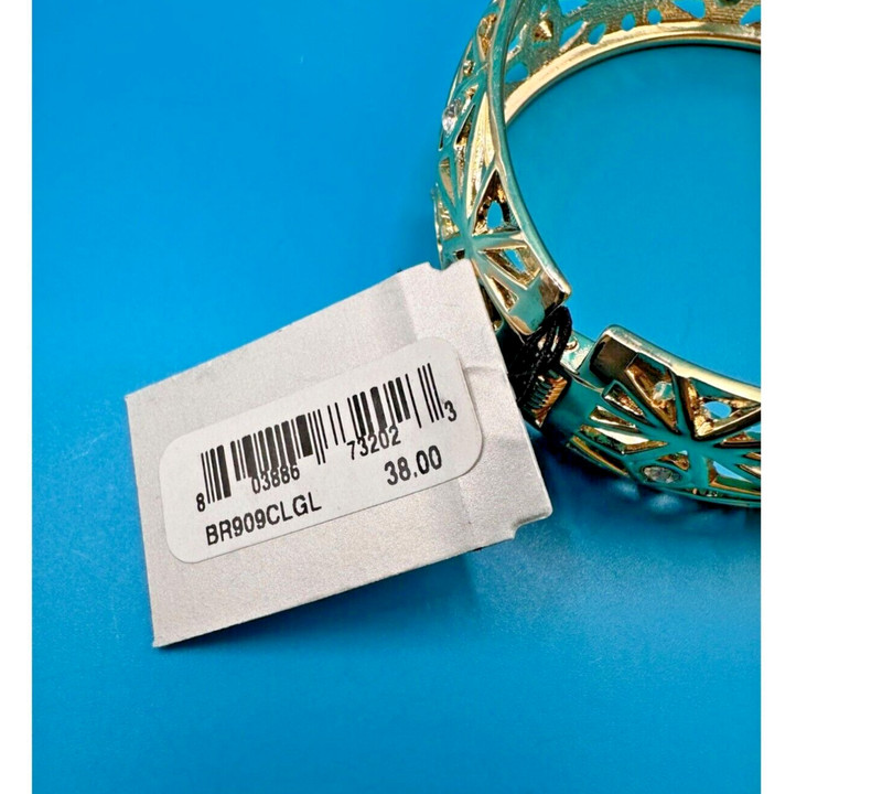 Sequin Bracelet NWT Gold-Tone Interlocking Clamper/Hinged Crystal Accent Stones gallery