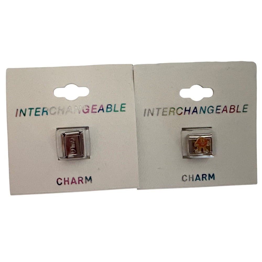 Unbranded Italian Charm Links Unisex OS Silver New M&M DlinQ 2pc Set 9mm