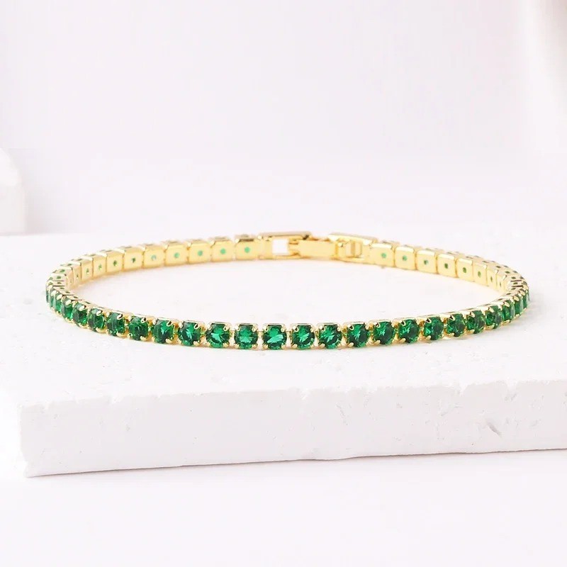 Tennis Bracelet Rainbow Simulated Zirconia Pave Chain Colorful Round Cut Jewelry gallery