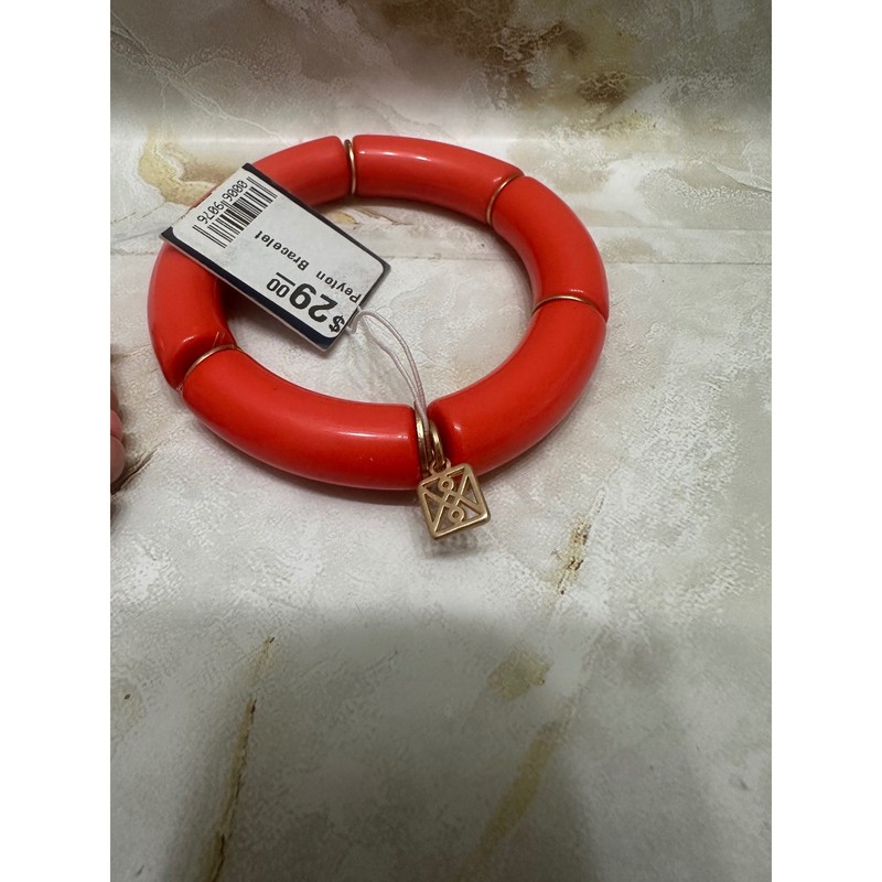 NWT Boutique Stella & Dot Coral Red Chunky Resin Beaded Stretch Bracelet Set gallery