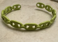 By Alexa Rae BAR Melania Clara Neon Lime Green Link Adjustable Bracelet Bangle