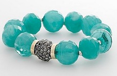 Napier Tri Tone Faceted Aqua Bead Stretch Bracelet Nickel Safe