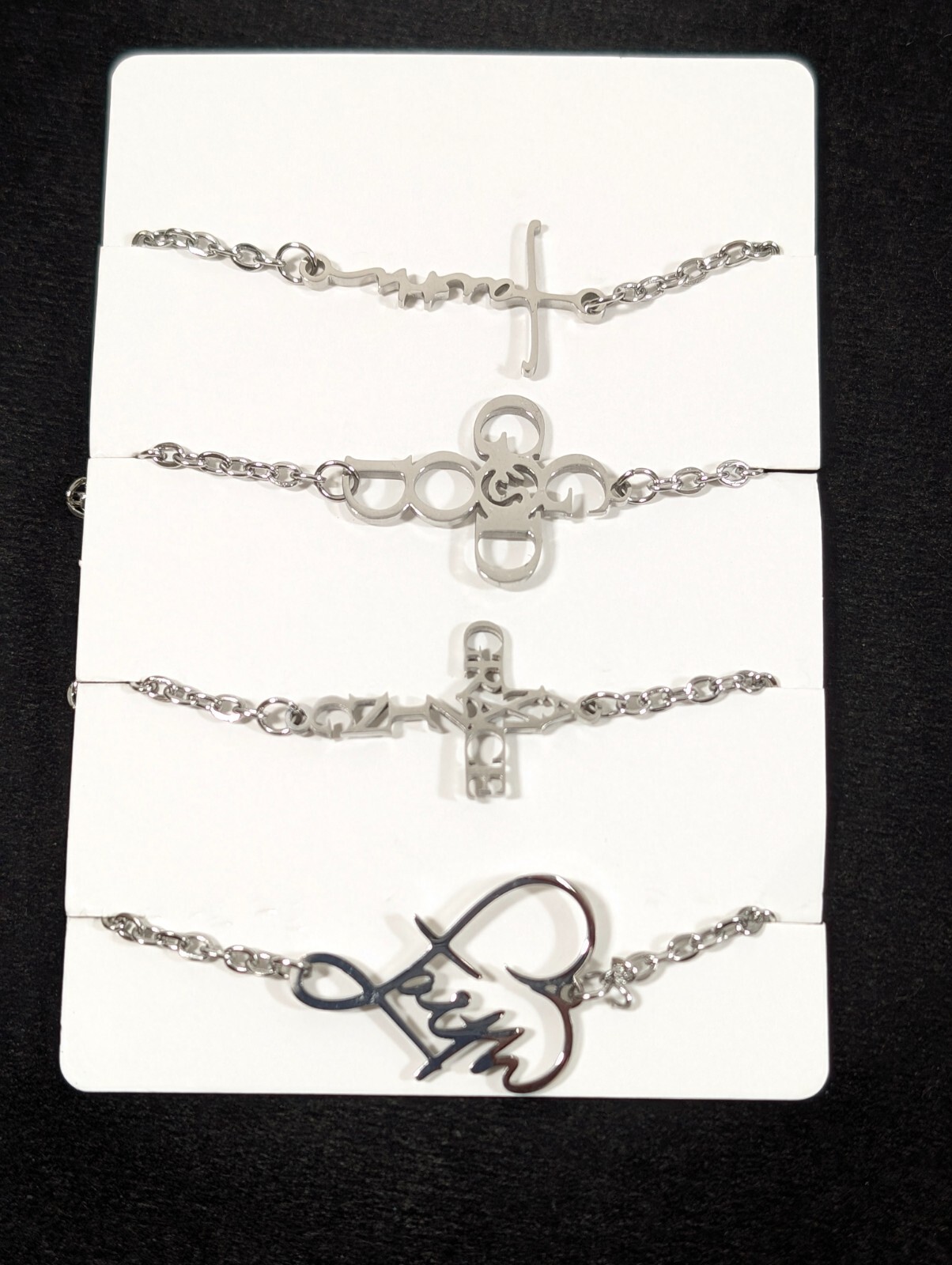 Set of 4 Faith Gold Cross Silver Tone Bracelets 7-9 inch adjustable Inspirationa gallery